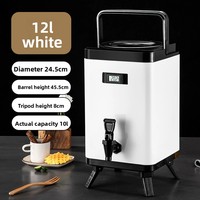 Dispenser Minuman Portabel Grosir 6L-12L, Wadah Susu Teh Kotak Terisolasi Baja Tahan Karat 304 dengan Keran, untuk Restoran