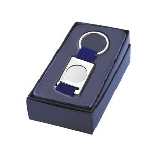 Porte-clés en tissu satiné bleu avec trous de 25 mm, porte-clés en métal, catégorie de produits - Product Image 2