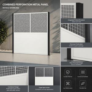Panneau en aluminium perforé combiné, écran métallique à double zone de confidentialité (haut et bas) pour balcon, terrasse, clôture, cloison extérieure - Product Image 4