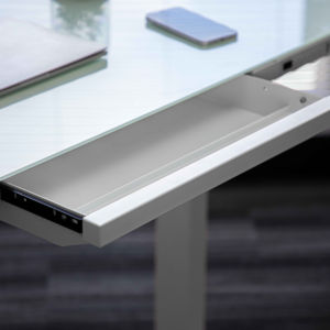 Electric Height-Adjustable Single Motor Computer Gaming Table Iron <strong>Glass</strong> Standing <strong>Desk</strong> With Dual Motor for Office Use - Product Image 3