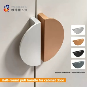 Minimalist Semicircular Aluminum Black Cabinet <strong>Knobs</strong> for <strong>Doors</strong> and Drawers - Product Image 4