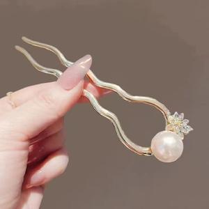 กิ๊บติดผมมุกดอกโบตั๋นเคลือบสีแบบวินเทจ กิ๊บติดผมพู่มุกสไตล์คลาสสิกสำหรับผู้หญิง เครื่องประดับผมสไตล์เรโทร - Product Image 6