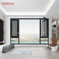 Fenêtre à battant triple vitrage en aluminium à rupture de pont thermique, résistante aux ouragans, avec fonction oscillo-battante, pour chambre de villa