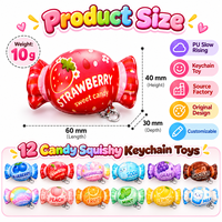 Porte-clés Squishy en PU en forme de bonbon (carré/cercle) à montée lente, jouet sensoriel anti-stress, vente en gros, fournisseur d'usine OEM ODM