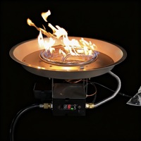 Brûleur à gaz rond en acier inoxydable de 49 cm avec télécommande pour tables de foyer extérieur ou foyers.