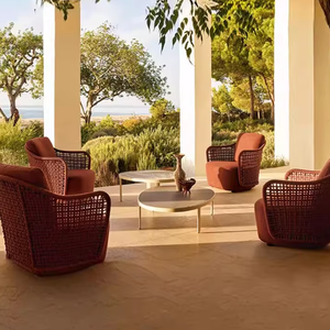 Divano in Rattan Moderno e Semplice <span class=keywords><strong>con</strong></span> Cuscino per Esterni, Cortile, Giardino, <span class=keywords><strong>Balcone</strong></span>, Piccolo Hotel e Villa - Product Image 1