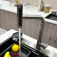 Robinet de cuisine cascade populaire à quatre fonctions Robinets d'évier à trou unique en acier inoxydable 304 Robinets de cuisine chauds et froids