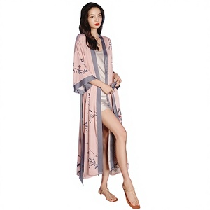 Pijamas <span class=keywords><strong>de</strong></span> satén y gasa estampados Yaoting para mujer, talla grande, <span class=keywords><strong>de</strong></span> lujo ligero, manga tres cuartos, camisón largo fresco, ropa <span class=keywords><strong>de</strong></span> descanso <span class=keywords><strong>de</strong></span> verano - Product Image 1