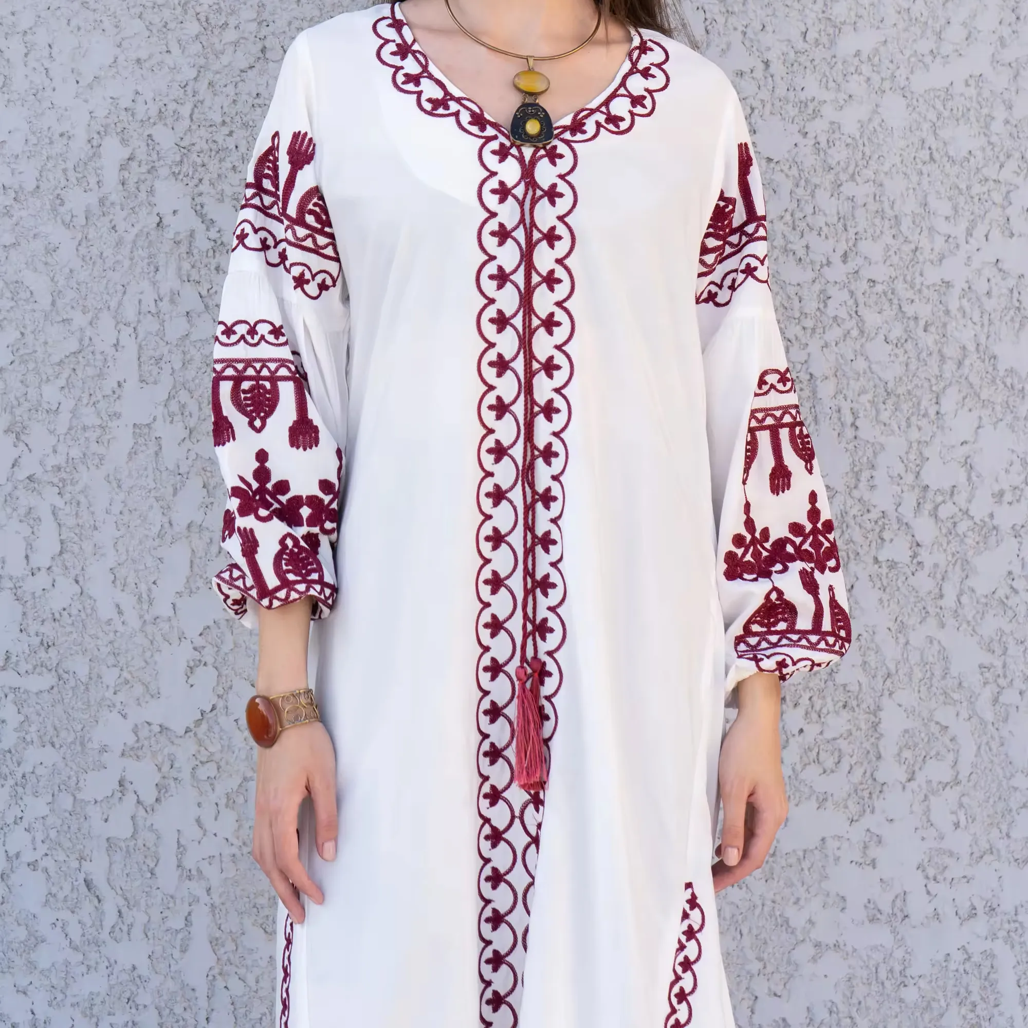 Customized wholesale 100% linen cottonnew muslim dresses 2024 muslim women long dress custom modest dresses muslim