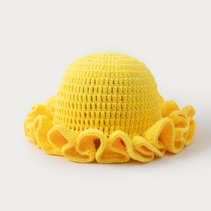Handmade Crochet <strong>Bucket</strong> <strong>Hats</strong> for Women with Ruffles Custom <strong>Color</strong> Logo Knitted Casual Accessory - Product Image 4