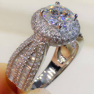 Anello con diamante Q972 in oro bianco, taglio rotondo brillante naturale, colore G, gioielli da donna per fidanzamento - Product Image 2