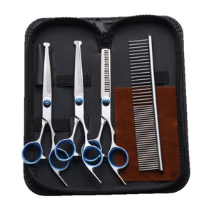 Juego de <span class=keywords><strong>Tijeras</strong></span> para Mascotas de Acero Inoxidable, Herramientas de Peluquería con Dientes Curvos para Cortar y Peinar el Pelo de Perros - Product Image 4