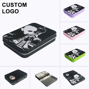 Benutzer definiertes Logo gedruckt personal isierte leere klappbare Metall dose Kondom Blechdose Schmuck Metall gehäuse Weibliche quadratische Kondome Rechteck Box - Product Image 1