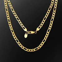 KRKC - Figaro Chain Necklace for Men, 18K Gold Plated