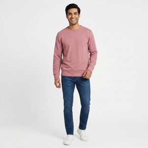 Nuevas Sudaderas de Cuello Redondo para Hombre de Alta Calidad, Diseño Personalizado, 100% Algodón, Felpa, Color Rosa, Transpirables, Básicas - Product Image 1