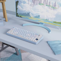 OusadiGaming Keyboard Mekanik RGB Baru Nirkabel Proyeksi Cahaya Hitam Hot Swap Anti-Ghosting Alas Logam 6 Gastek Mahjong