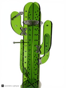 Porte-manteau pliable en acrylique vert en forme de cactus, sur pied, avec 4 crochets, mobilier de maison moderne, organisateur décoratif pour - Product Image 1