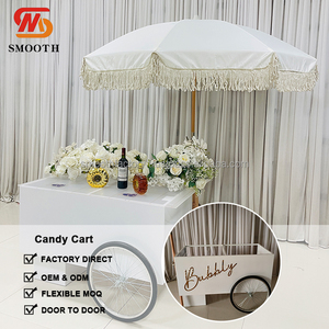 LEDA Chariot à bonbons en métal blanc moderne pour événements et fêtes, chariot à desserts en fer forgé pour mariage - Product Image 4