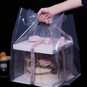 Custom Transparant Frosted Poly Plastic Boodschappentassen Brood Pack Ldpe <span class=keywords><strong>Bag</strong></span> Gestanst Plastic Afhaalzak Met Handvat - Product Image 1