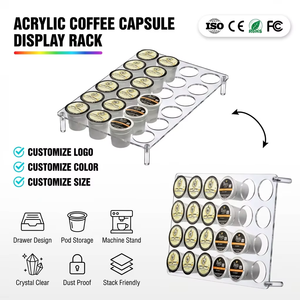 24-Slot Flat Acrylic <strong>Coffee</strong> <strong>Pod</strong> Holder Large-Capacity Plastic <strong>Coffee</strong> Capsule Storage BPA-Free and Shatter-Proof - Product Image 1