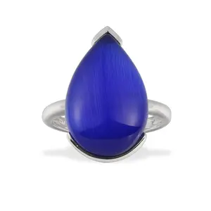 Gegarandeerd Sterling Zilveren 925 Verlovingsringen Voor Vrouwen Waterdruppel Blauwe Stenen Sieraden Ringen Elegante Aangepaste Ring