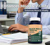 Fabricant de capsules de Maca noire péruvienne, booster d'énergie naturel et de résistance pour les hommes, végétalien, certifié GMP, marque MAXTHR, étiquette privée