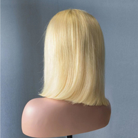 # Perruque Bob Lace Front Blonde 613, 100% Cheveux Humains Vierges Remy, Lisses Soie, Dentelle HD 13x4, Sans Colle, pour Femmes Noires
