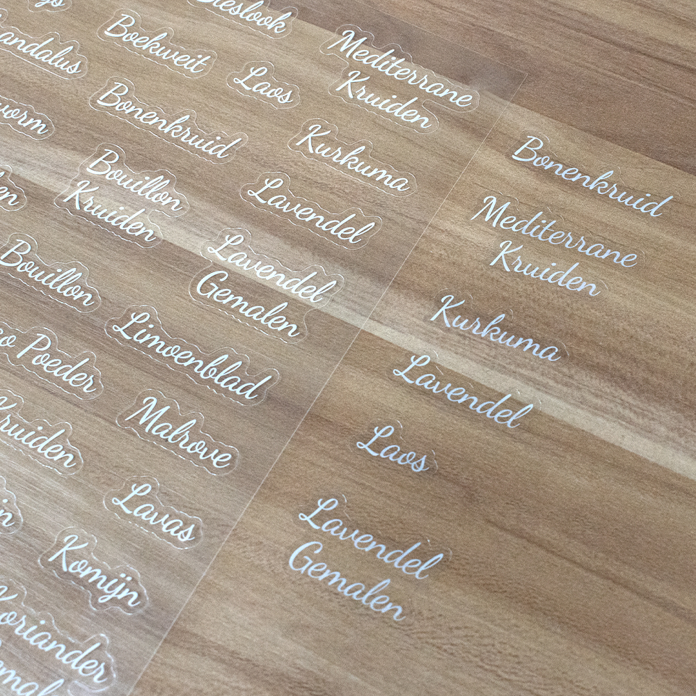 Transparent PET/BOPP sticker with glossy lamination example