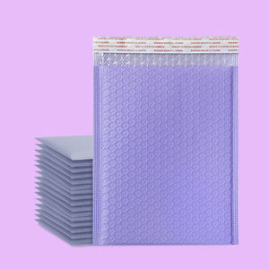 Sac à bulles en film co-extrudé biodégradable écologique violet 20x25+4CM épais pour l'emballage de cosmétiques et de bijoux, logo personnalisé - Product Image 1