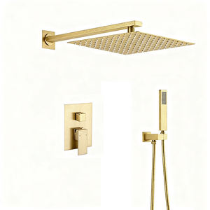 China Black <b>Shower</b> Head <b>Set</b> Concealed Rain Rainfall Bathroom Complete Wall Mounted Brass Water Tap Hot <b>Bath</b> <b>Shower</b> System - Product Image 5