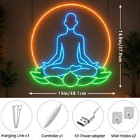 Enseigne néon personnalisée Aura Yoga, lumière néon pose lotus méditation, enseignes néon personnalisées, écran d'affichage électronique