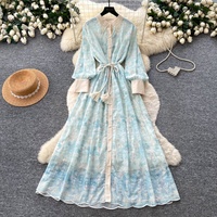Robe chemise midi élégante rose brodée pour femme, coupe trapèze, manches longues, col à revers, ceinturée, pour le quotidien