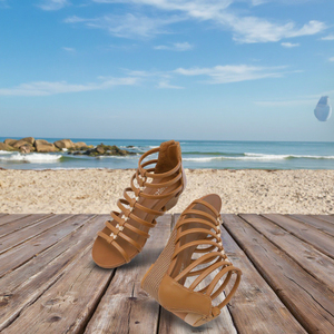 Chaussures personnalisées de couleur unie semelle de chanvre talon compensé chaussures de pêcheur chaussures en toile sandales à lanières décontracté talons hauts <span class=keywords><strong>espadrilles</strong></span> - Product Image 4