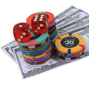 Jetons de poker en céramique personnalisés de qualité casino, taille 40 mm, écologiques, durables, faits à la main, colorés, élégants, avec motif diamant en relief - Product Image 1