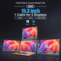 Monitor Portátil de 15.3 Pulgadas, Modos de Pantalla Alternativos, Conexión con un Solo Cable, Giro Vertical, Detección Automática, Fácil de Transportar