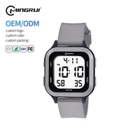 Montre de sport numérique personnalisée avec logo, carrée, étanche 30M, antichoc, chronomètre, alarme silencieuse, batterie 2 ans, 5 couleurs, OEM ODM