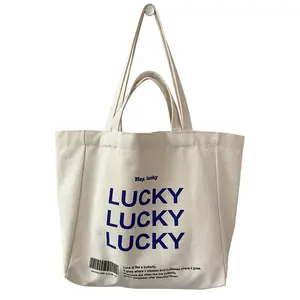 Logotipo personalizado Impresso Em Branco Algodão Canvas Shopping Handbag Sacola Reutilizável Algodão Branco Sacola com Personalizado
