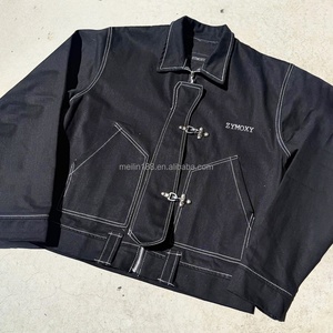 Veste en jean bomber personnalisée pour pompier, coupe ample, en denim 14oz épais, pour vêtements de travail - Product Image 3