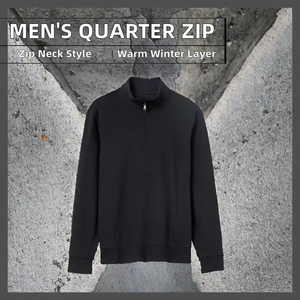 <b>Men's</b> Quarter Zip Pullover Sweatshirt <b>Turtleneck</b> Hoodie Winter Jacket Solid Knitted Digital Printing Breathable Windproof - Product Image 2