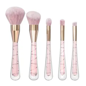 Chinese Suppliers Custom Makeup Brushes 5Pcs Synthetic Soft Hair Private Label Plastic Handle Makeup Brushes