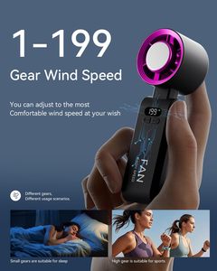 Ventilador de Mano de Alta Velocidad de 5000 mAh con Pantalla LED Digital, 199 Velocidades, Ventilador Turbo Plegable, Ventilador Portátil de Escritorio y Cuello para Exteriores - Product Image 2