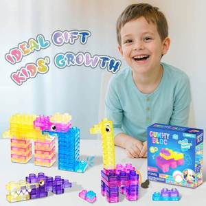 28/40/80Pcs Soft Jelly <b>Rubber</b> Building <b>Blocks</b> Squeezable Stress Relief Fidget <b>Blocks</b> Kids Sensory Toy - Product Image 4