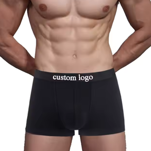 Calzoncillos bóxer de algodón de estilo deportivo para hombre, logotipo personalizado en la cintura, ropa interior transpirable antirozaduras, suministro ODM de Color sólido - Product Image 1