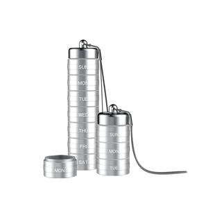 Organizador de pastillas semanal a prueba de humedad de metal apilable impermeable viaje 7 días organizador de medicina diaria - Product Image 4