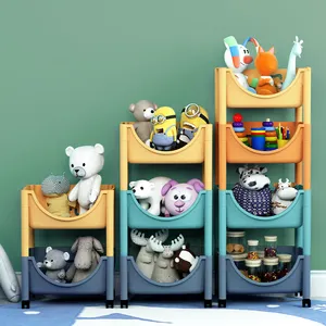 Household Children's Toy Storage Rack Kids Shelf with wheels Plastic Shelves kitchen Organizer storage holders racks