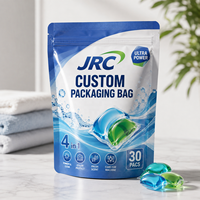 Sachet d'emballage personnalisé avec logo du fabricant pour les capsules de lessive, pochette verticale Doypack avec fermeture éclair