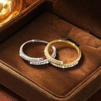 Anillos Finos Nuevos al por Mayor, Anillo Unisex de Moissanita Estilo Hip Hop, Anillo de Compromiso Ajustable, Anillo de Eternidad Semicircular, Regalos Unisex