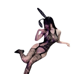 <b>Sexy</b> Mesh Bodysuit Lingerie <b>Set</b> Black Hollow Out Breathable Women's Costume 1094 - Product Image 5