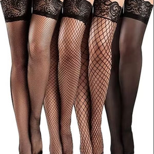 Bas de cuisse sexy en résille transparente pour femme, <span class=keywords><strong>grande</strong></span> <span class=keywords><strong>taille</strong></span>, avec dentelle, en nylon, bas résille exotiques - Product Image 1