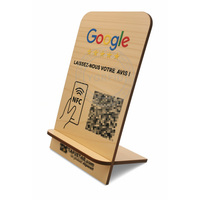 Support intelligent NFC en bois écologique avec logo personnalisable, code QR, paiement par puce à détection instantanée et utilisation hôtelière